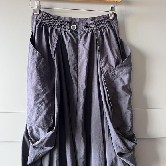 Hanna Skirt Womens 0 Gray Draped Maxi Balloon Pocket Cargo Elastic Waist Boho - Picture 6 of 11